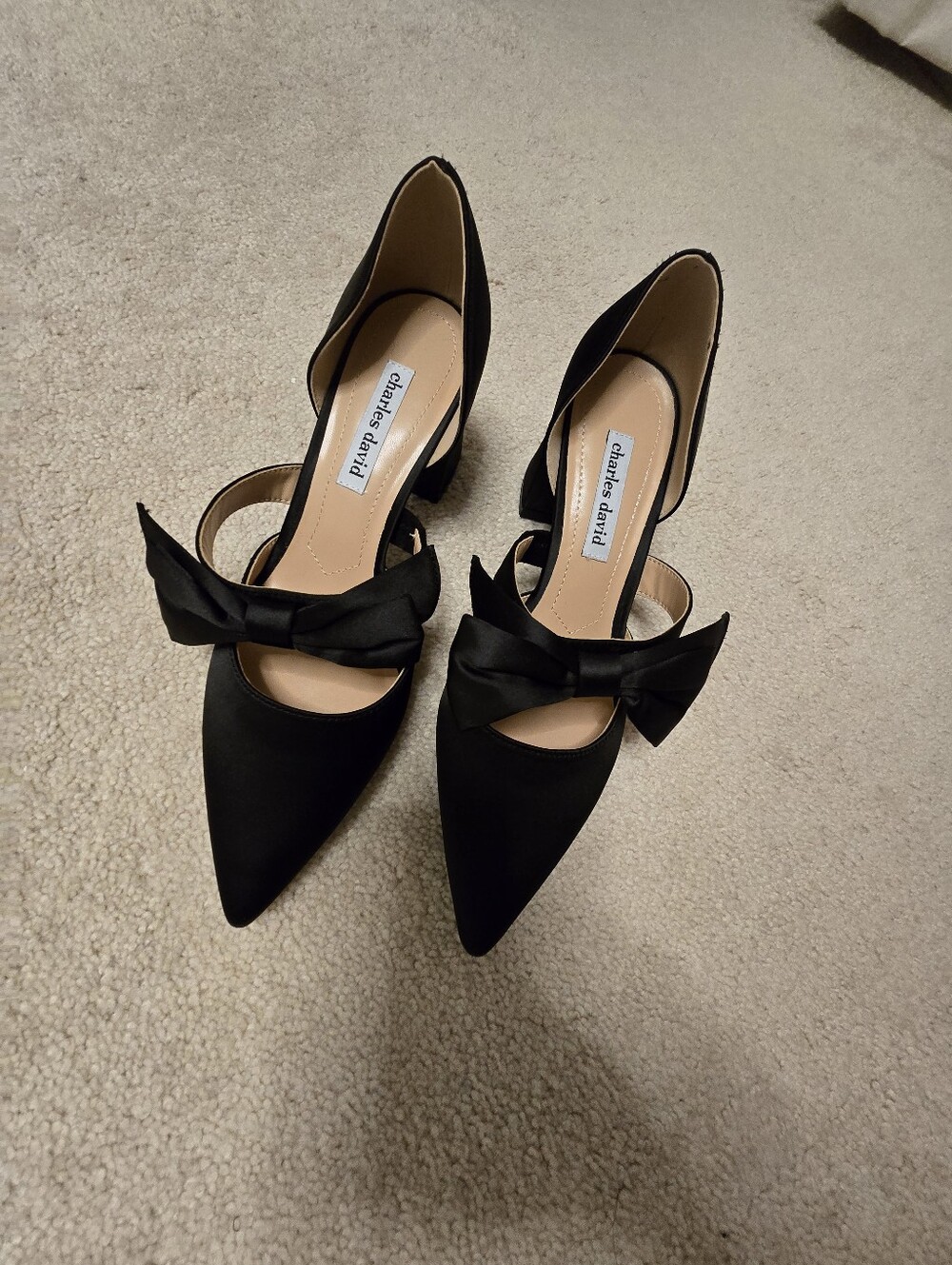 Charles David Black Bow Block Heel Pumps – NWOT – Size 9.5